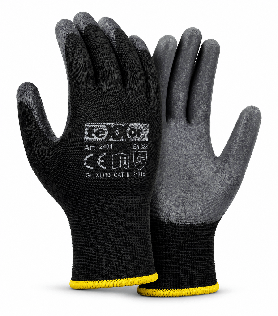 24 Paar teXXor Polyester-Strickarbeitshandschuhe 2404 PU