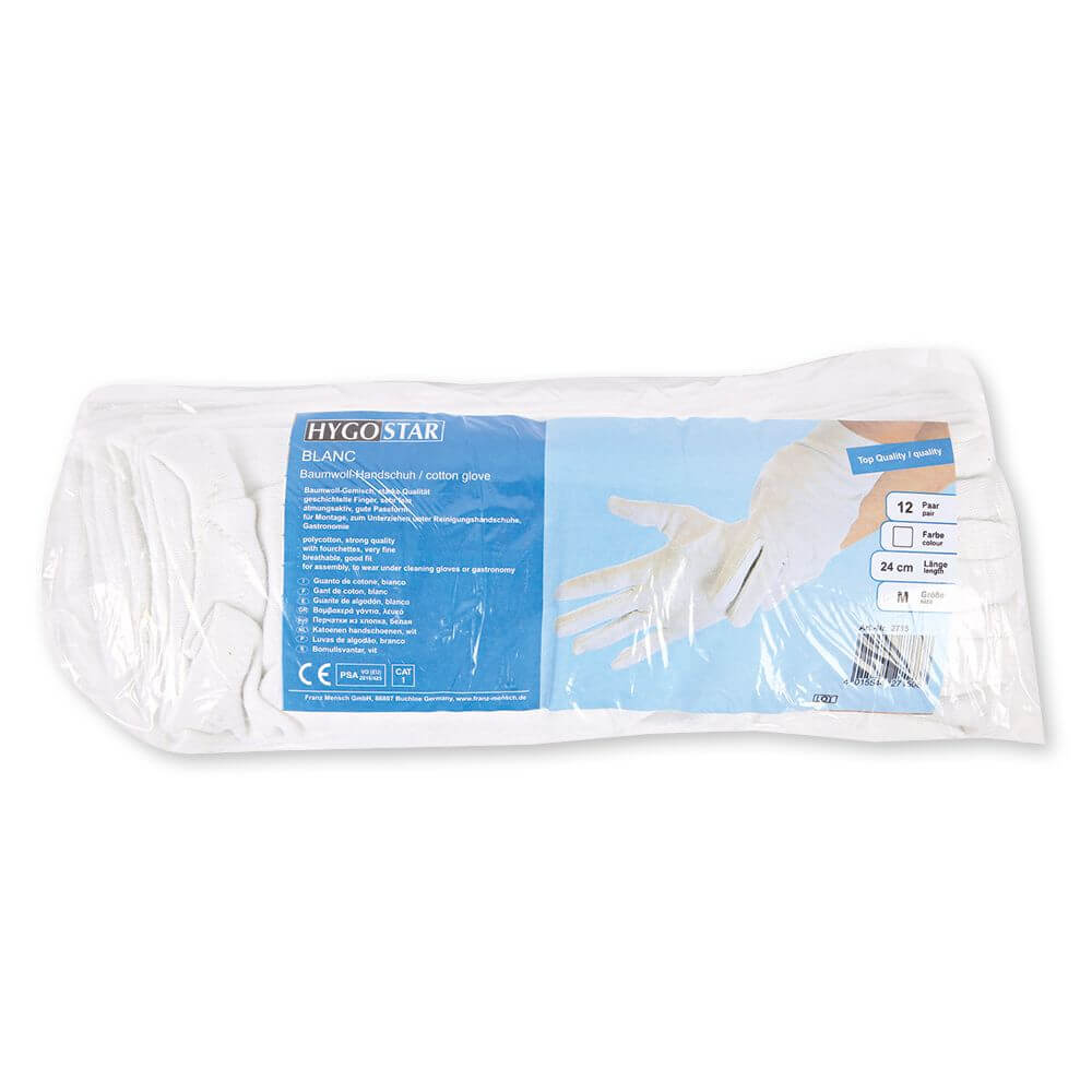 Baumwollhandschuhe Blanc  12 Paar