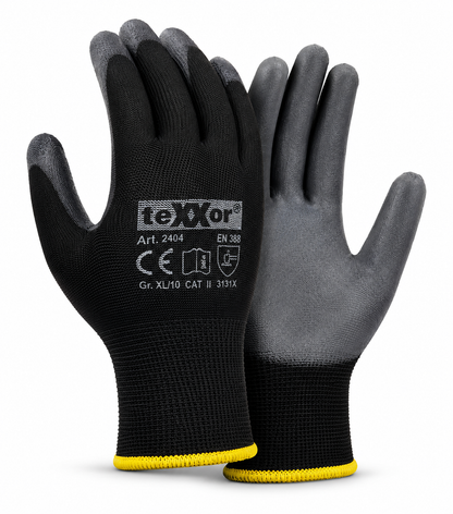 24 Paar teXXor Polyester-Strickarbeitshandschuhe 2404 PU