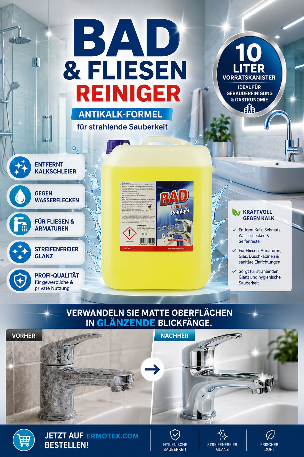 OFIXOL Bad-& Fliesenreiniger 10L Kanister für sanitär antikalk